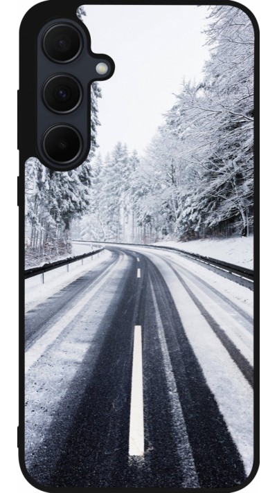 Samsung Galaxy A56 Case Hülle - Silikon schwarz Winter 22 Snowy Road