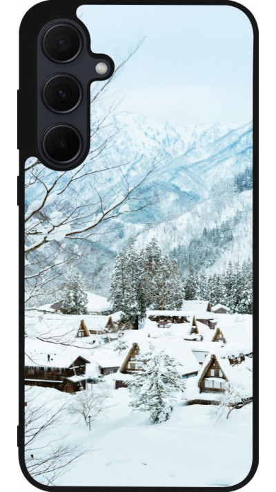 Coque Samsung Galaxy A56 - Silicone rigide noir Winter 25 Winter snowy landscape