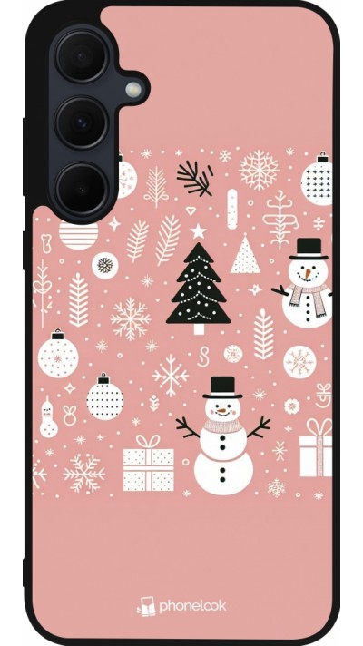 Samsung Galaxy A56 Case Hülle - Silikon schwarz Weihnachten 2024 Rose Schneemann Weihnachten