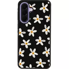 Samsung Galaxy A57 5G Case Hülle - Silikon schwarz Easter 2024 white on black flower
