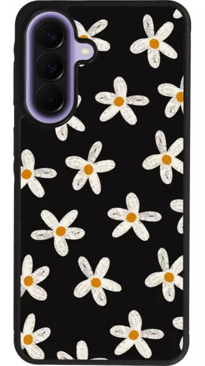 Samsung Galaxy A57 5G Case Hülle - Silikon schwarz Easter 2024 white on black flower