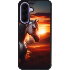 Samsung Galaxy A57 5G Case Hülle - Silikon schwarz Majestätischer Sonnenuntergang Pferd