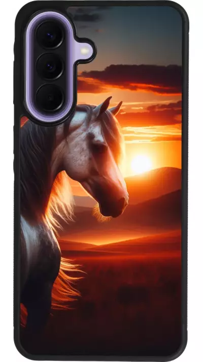 Samsung Galaxy A57 5G Case Hülle - Silikon schwarz Majestätischer Sonnenuntergang Pferd