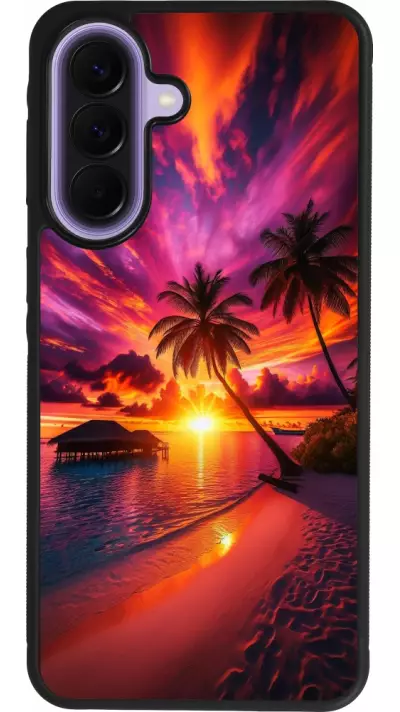 Samsung Galaxy A57 5G Case Hülle - Silikon schwarz Malediven Abenddämmerung Glückseligkeit