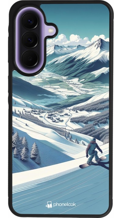 Samsung Galaxy A57 5G Case Hülle - Silikon schwarz Snowboarder Berg