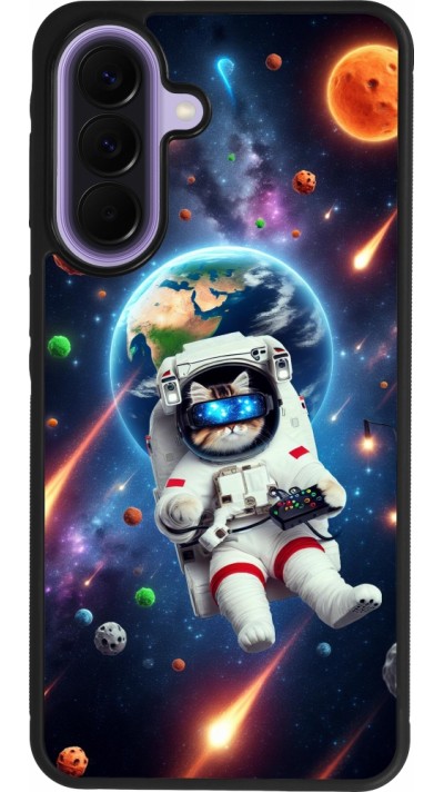 Samsung Galaxy A57 5G Case Hülle - Silikon schwarz VR SpaceCat Odyssee