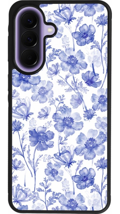Samsung Galaxy A57 5G Case Hülle - Silikon schwarz Spring 23 watercolor blue flowers
