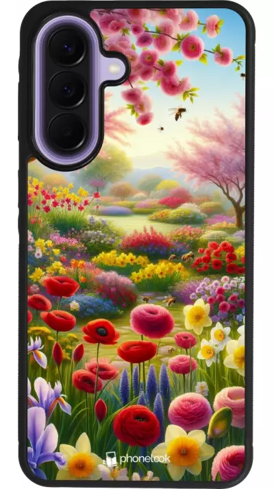 Samsung Galaxy A57 5G Case Hülle - Silikon schwarz Frühling 25 Strauß Frühling
