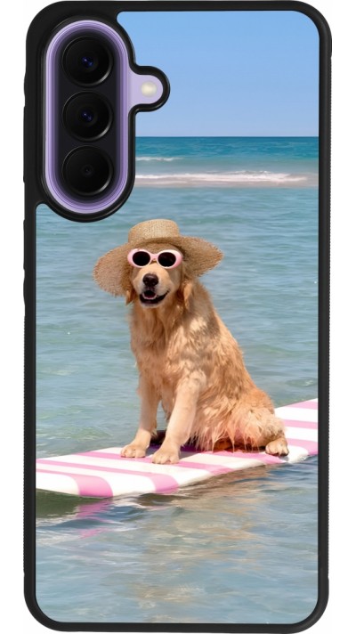 Samsung Galaxy A57 5G Case Hülle - Silikon schwarz Summer Dog on Paddle