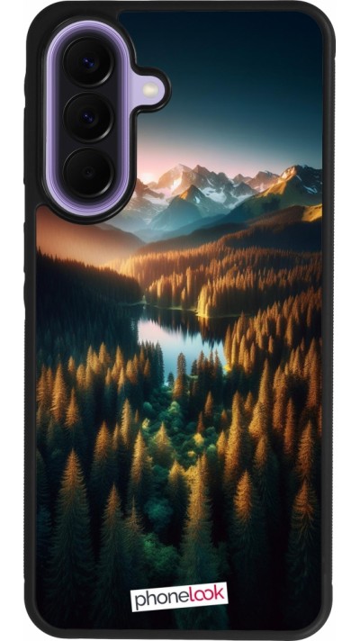 Samsung Galaxy A57 5G Case Hülle - Silikon schwarz Sonnenuntergang Waldsee