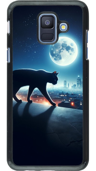 Samsung Galaxy A6 Case Hülle - Schwarze Katze unter dem Vollmond