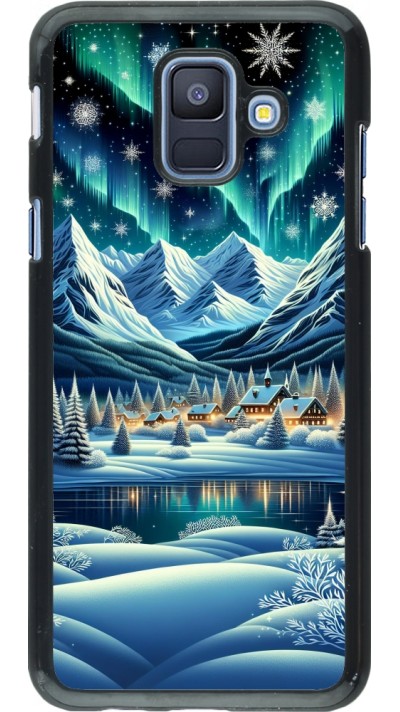 Samsung Galaxy A6 Case Hülle - Verschneites Bergdorf am See in der Nacht