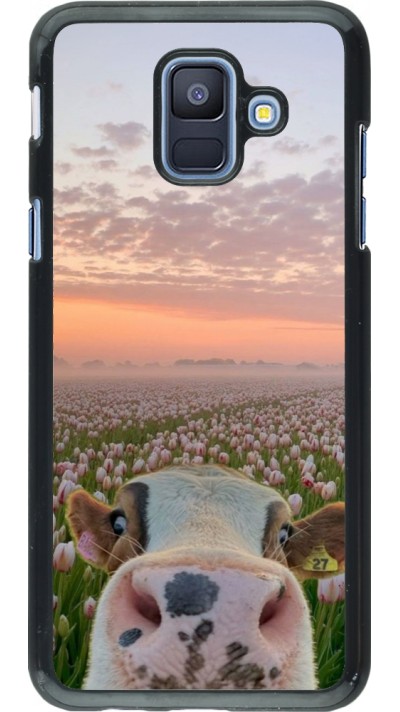 Coque Samsung Galaxy A6 - Cow with tulips Spring 2026