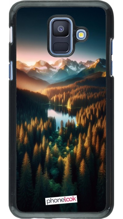 Samsung Galaxy A6 Case Hülle - Sonnenuntergang Waldsee