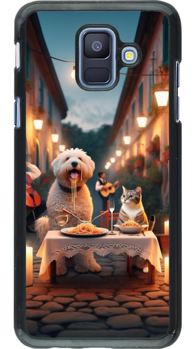 Samsung Galaxy A6 Case Hülle - Valentin 2024 Hund & Katze Kerzenlicht