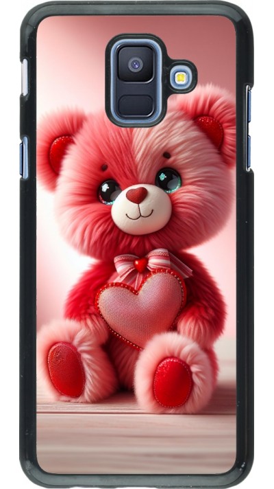 Samsung Galaxy A6 Case Hülle - Valentin 2024 Rosaroter Teddybär
