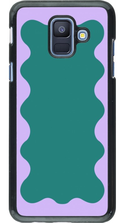 Samsung Galaxy A6 Case Hülle - Wavy Rectangle Green Purple