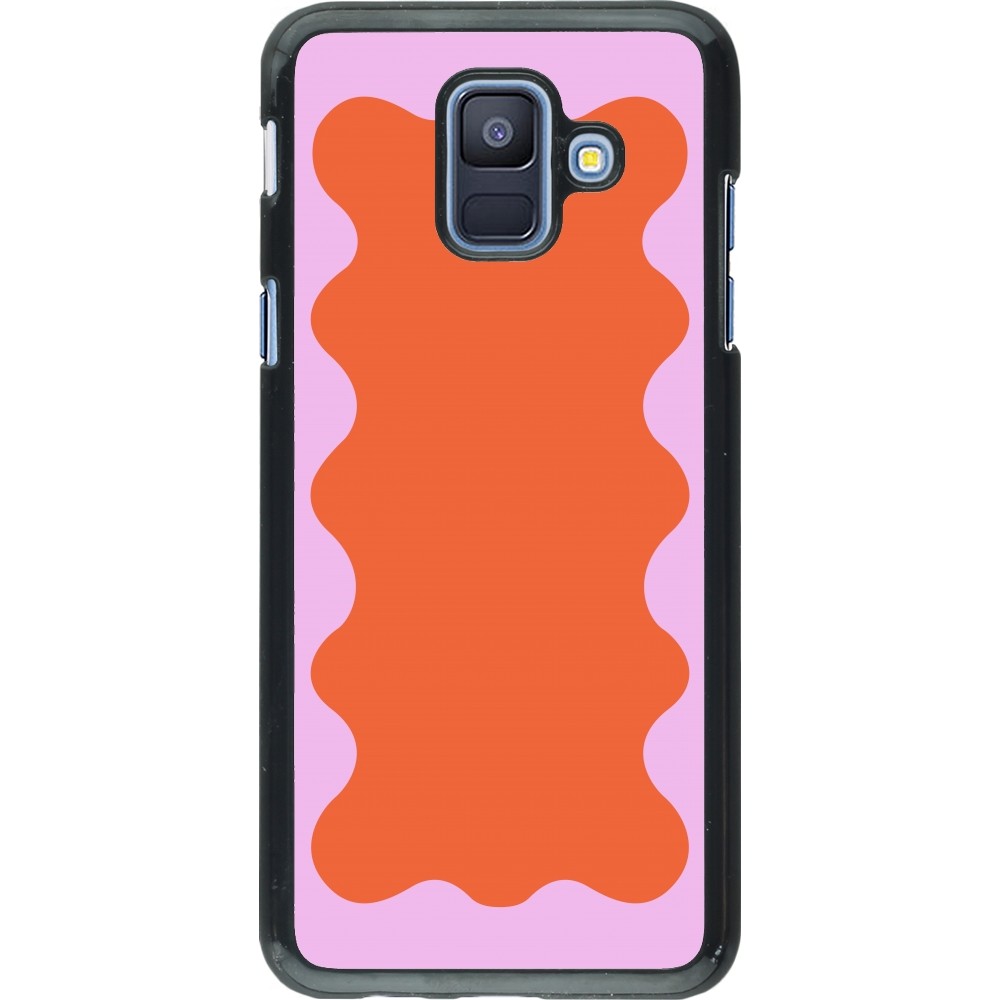 Samsung Galaxy A6 Case Hülle - Wavy Rectangle Orange Pink