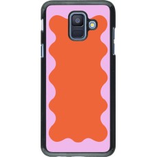 Samsung Galaxy A6 Case Hülle - Wavy Rectangle Orange Pink