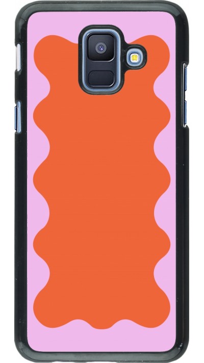 Samsung Galaxy A6 Case Hülle - Wavy Rectangle Orange Pink