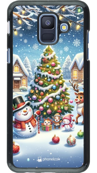 Samsung Galaxy A6 Case Hülle - Weihnachten 2023 Schneemann und Tannenbaum