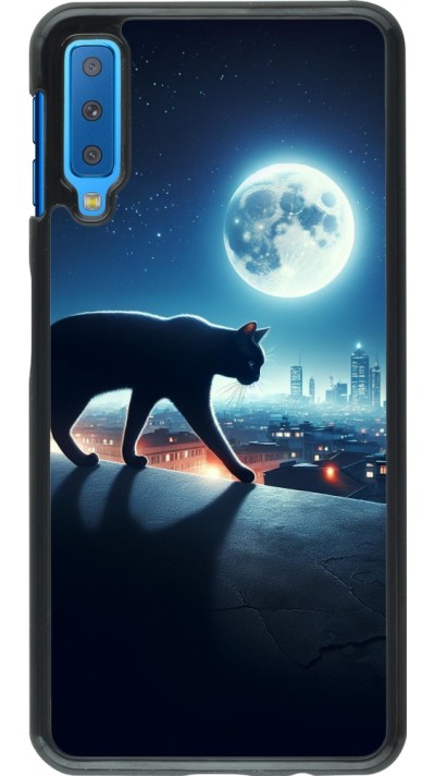 Samsung Galaxy A7 Case Hülle - Schwarze Katze unter dem Vollmond