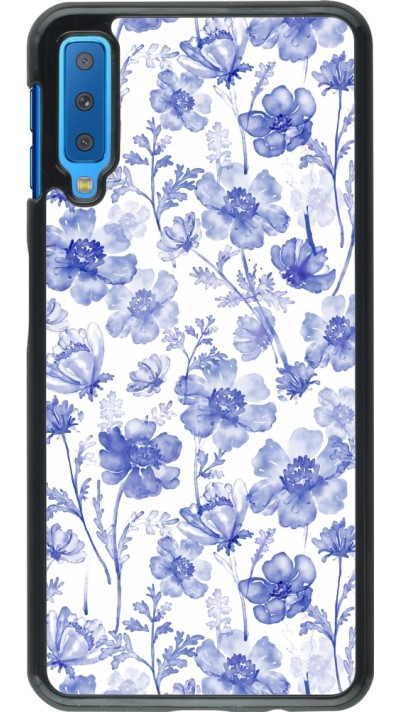 Samsung Galaxy A7 Case Hülle - Spring 23 watercolor blue flowers
