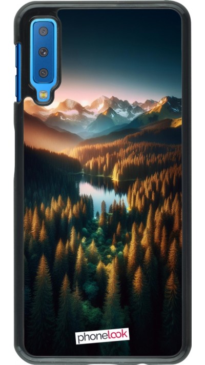 Samsung Galaxy A7 Case Hülle - Sonnenuntergang Waldsee