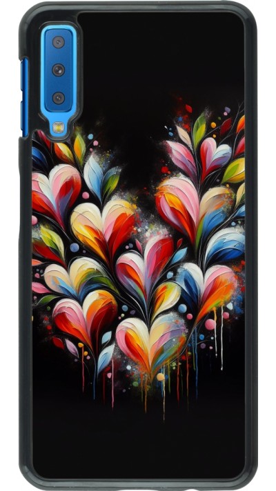 Samsung Galaxy A7 Case Hülle - Valentin 2024 Schwarzes Herz Abstrakt