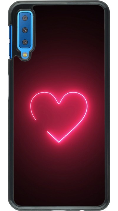 Samsung Galaxy A7 Case Hülle - Valentine 2023 single neon heart