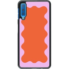 Samsung Galaxy A7 Case Hülle - Wavy Rectangle Orange Pink