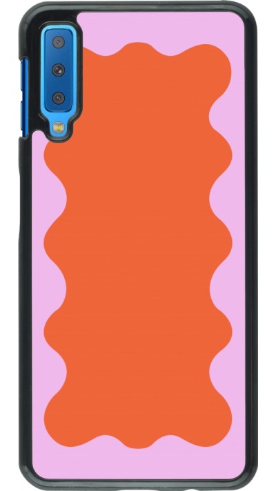 Samsung Galaxy A7 Case Hülle - Wavy Rectangle Orange Pink