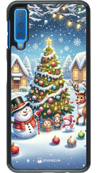 Samsung Galaxy A7 Case Hülle - Weihnachten 2023 Schneemann und Tannenbaum