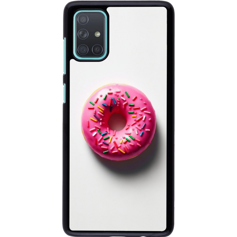 Samsung Galaxy A71 Case Hülle - Weisser Hintergrund, pinker Donut