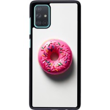 Samsung Galaxy A71 Case Hülle - Weisser Hintergrund, pinker Donut