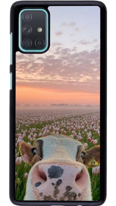 Samsung Galaxy A71 Case Hülle - Cow with tulips 2026