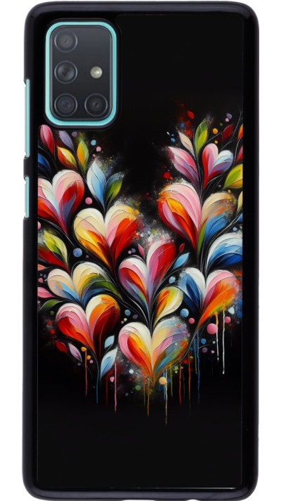Samsung Galaxy A71 Case Hülle - Valentin 2024 Schwarzes Herz Abstrakt
