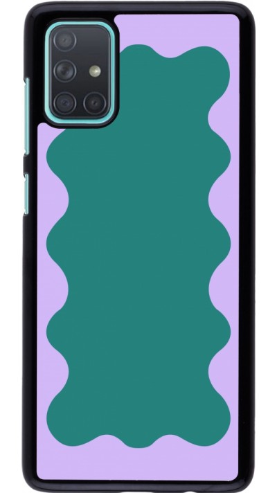 Samsung Galaxy A71 Case Hülle - Wavy Rectangle Green Purple