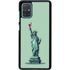 Coque Samsung Galaxy A71 - Wine Statue de la liberté avec un verre de vin