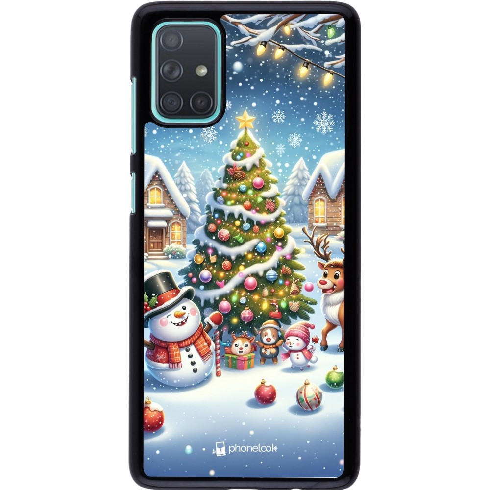Samsung Galaxy A71 Case Hülle - Weihnachten 2023 Schneemann und Tannenbaum