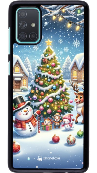 Samsung Galaxy A71 Case Hülle - Weihnachten 2023 Schneemann und Tannenbaum