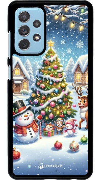 Samsung Galaxy A72 Case Hülle - Weihnachten 2023 Schneemann und Tannenbaum