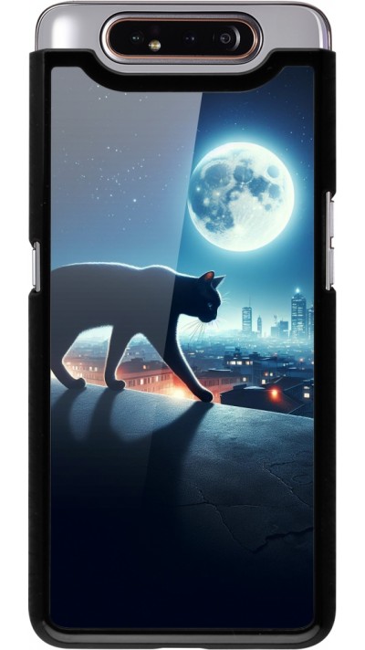 Samsung Galaxy A80 Case Hülle - Schwarze Katze unter dem Vollmond