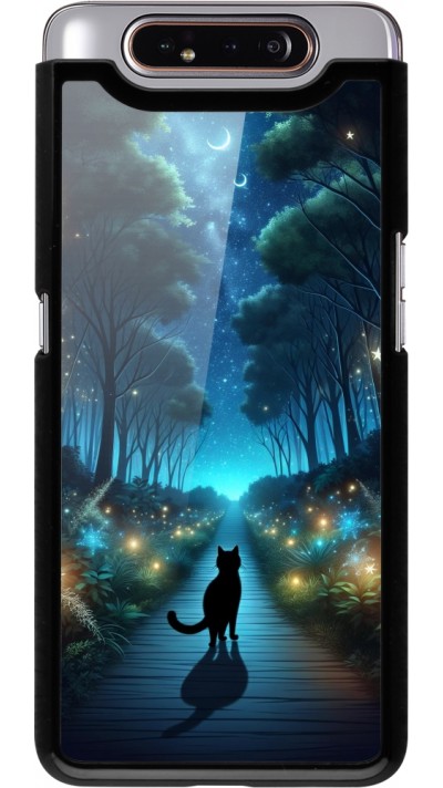 Samsung Galaxy A80 Case Hülle - Schwarze Katze Spaziergang