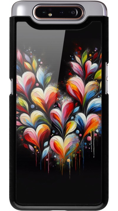 Samsung Galaxy A80 Case Hülle - Valentin 2024 Schwarzes Herz Abstrakt