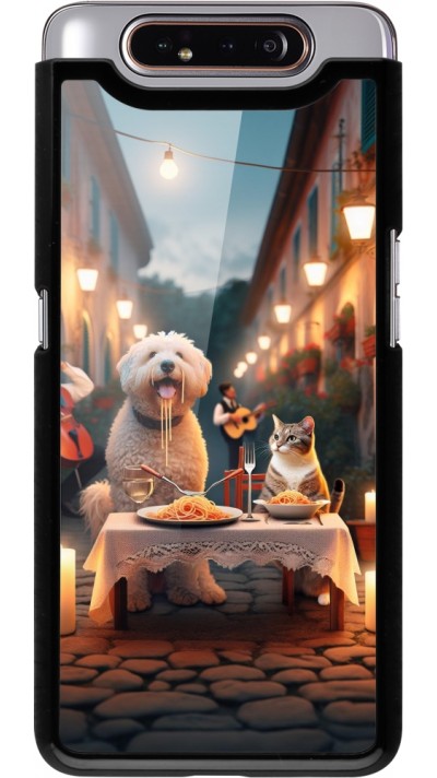 Samsung Galaxy A80 Case Hülle - Valentin 2024 Hund & Katze Kerzenlicht