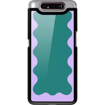 Samsung Galaxy A80 Case Hülle - Wavy Rectangle Green Purple