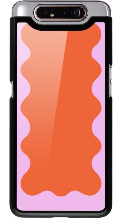 Samsung Galaxy A80 Case Hülle - Wavy Rectangle Orange Pink
