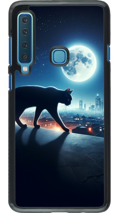 Samsung Galaxy A9 Case Hülle - Schwarze Katze unter dem Vollmond
