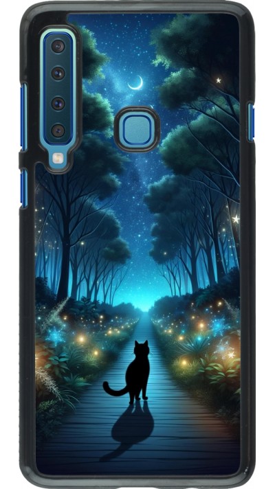 Samsung Galaxy A9 Case Hülle - Schwarze Katze Spaziergang